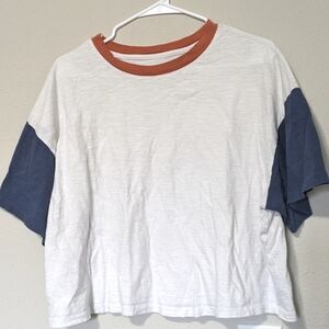 Crop drop shoulder tee